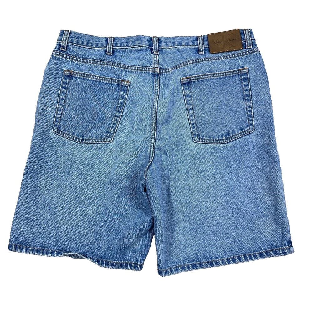 Vintage Calvin Klien Shorts Men 38 Relaxed Fit Blue Jean Jorts Baggy 90s Y2K